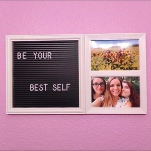 White Decorative Wall Collage w Black Letter Board